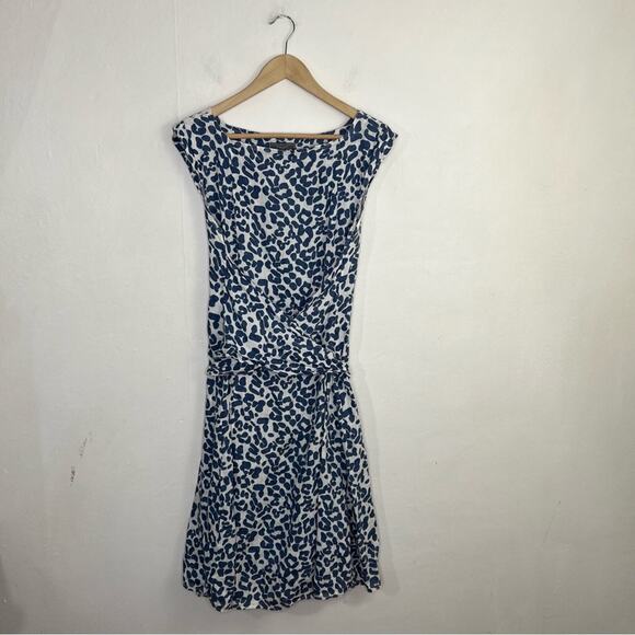 Piazza Del Tempio Italian 100% Linen Cap Sleeve Flowy Midi Dress w/ Waist Tie - Picture 2 of 16